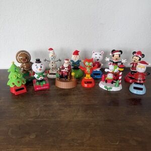 Lot of 12 Dancing Solar Powered Bobble Heads Christmas Santa Disney Micky Mouse